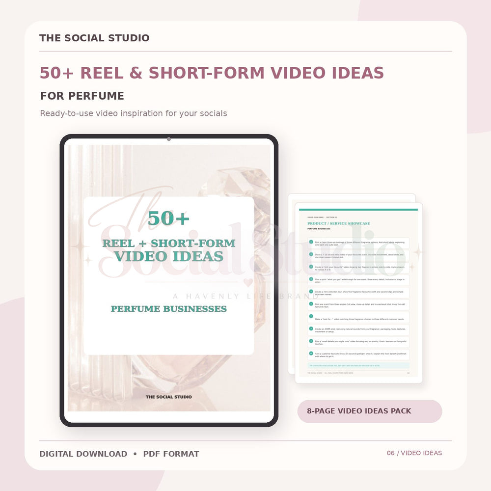 Perfume – Reels & Short-Form Video Ideas Pack | The Social Studio