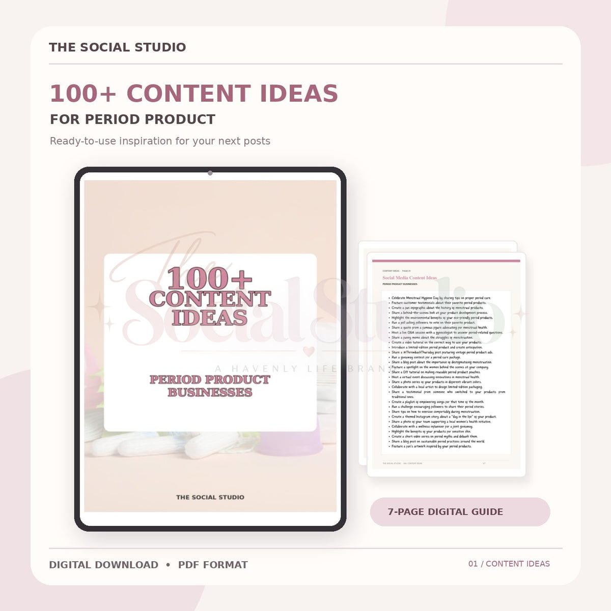 Period Product – Content Ideas Pack | The Social Studio