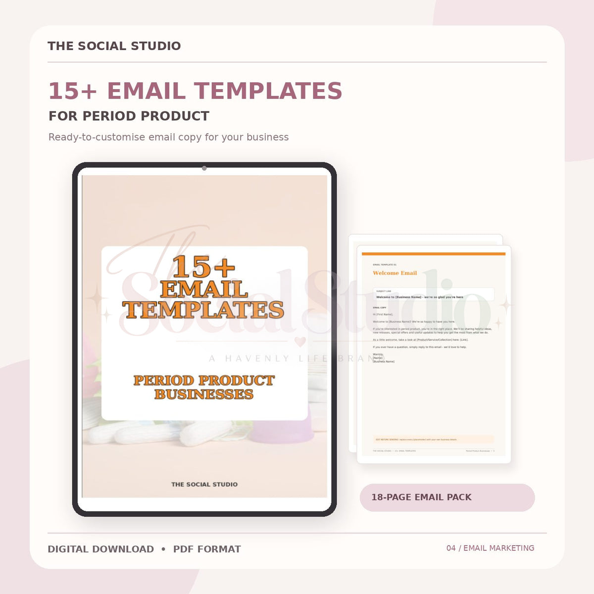 Period Product – Email Templates Pack | The Social Studio