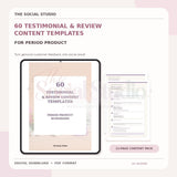 Period Product – Testimonial & Review Content Templates