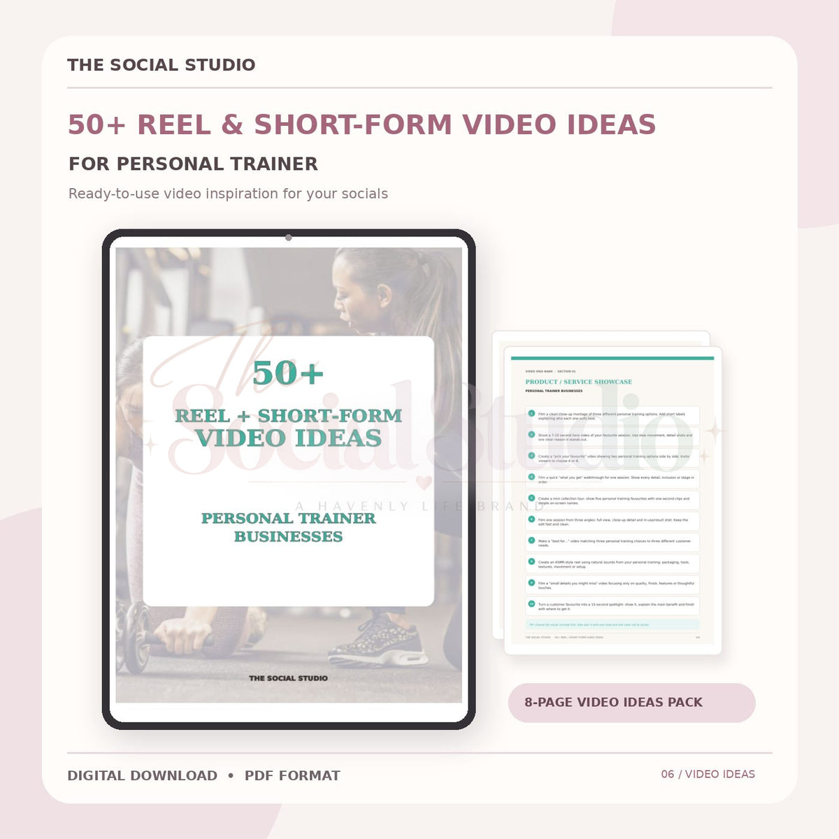 Personal Trainer – Reels & Short-Form Video Ideas Pack | The Social Studio