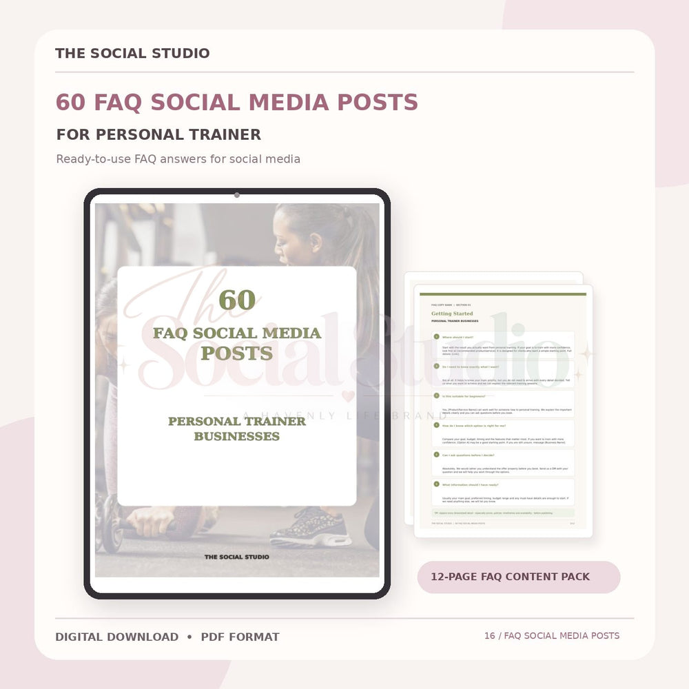 Personal Trainer – FAQ Social Media Post Pack | The Social Studio