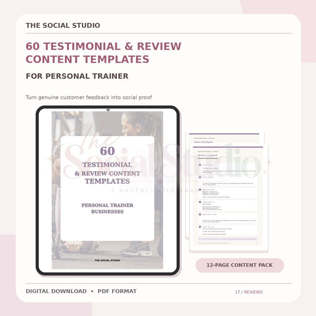 Personal Trainer – Testimonial & Review Content Templates | The Social Studio