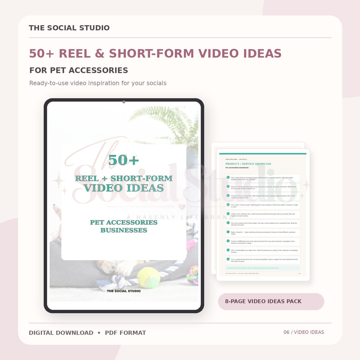 Pet Accessories – Reels & Short-Form Video Ideas Pack | The Social Studio