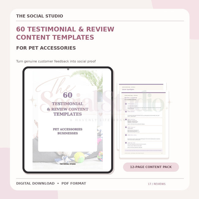 Pet Accessories – Testimonial & Review Content Templates | The Social Studio