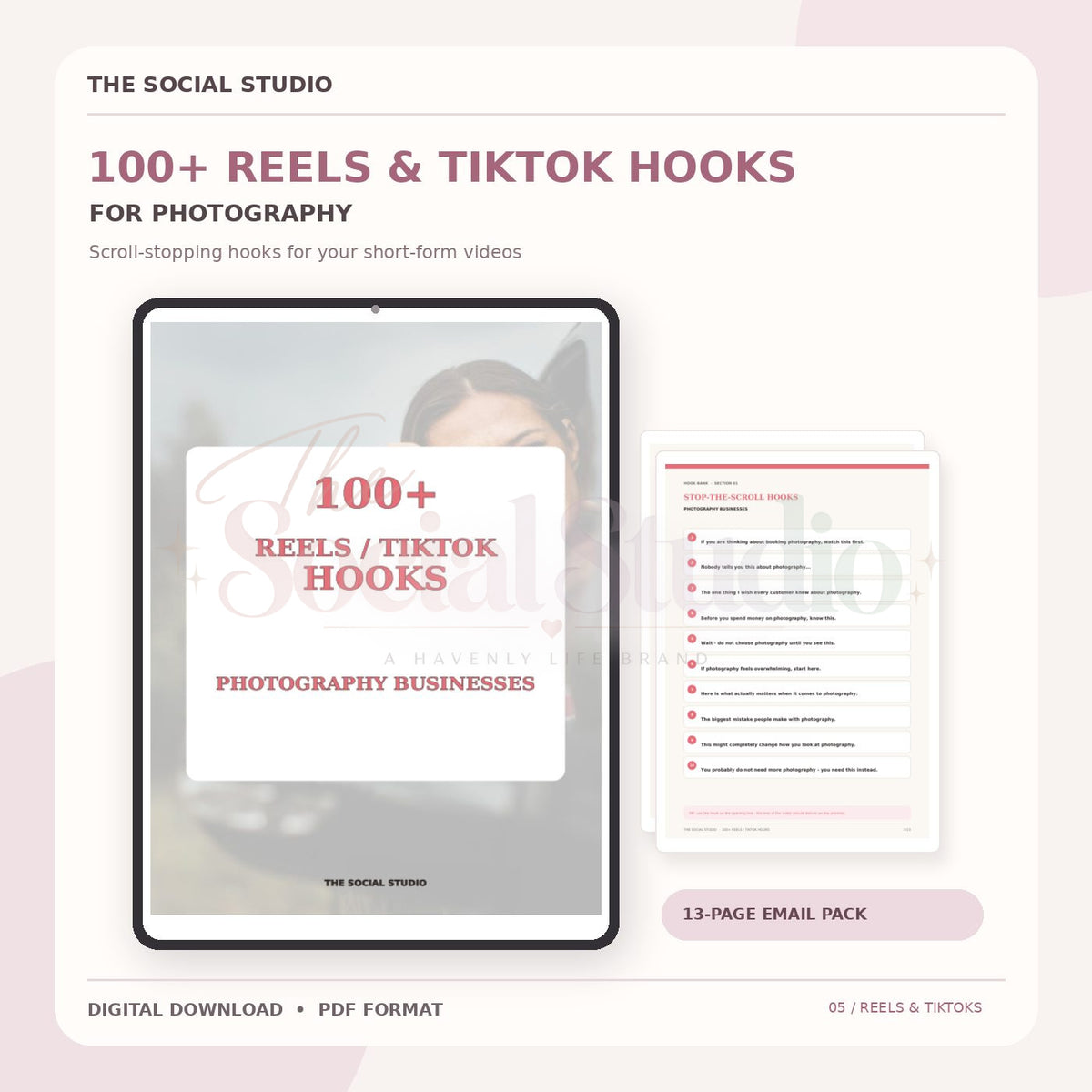 Photography – 100+ Reels & TikTok Hooks | The Social Studio