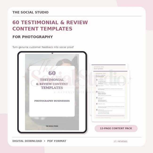 Photography – Testimonial & Review Content Templates | The Social Studio