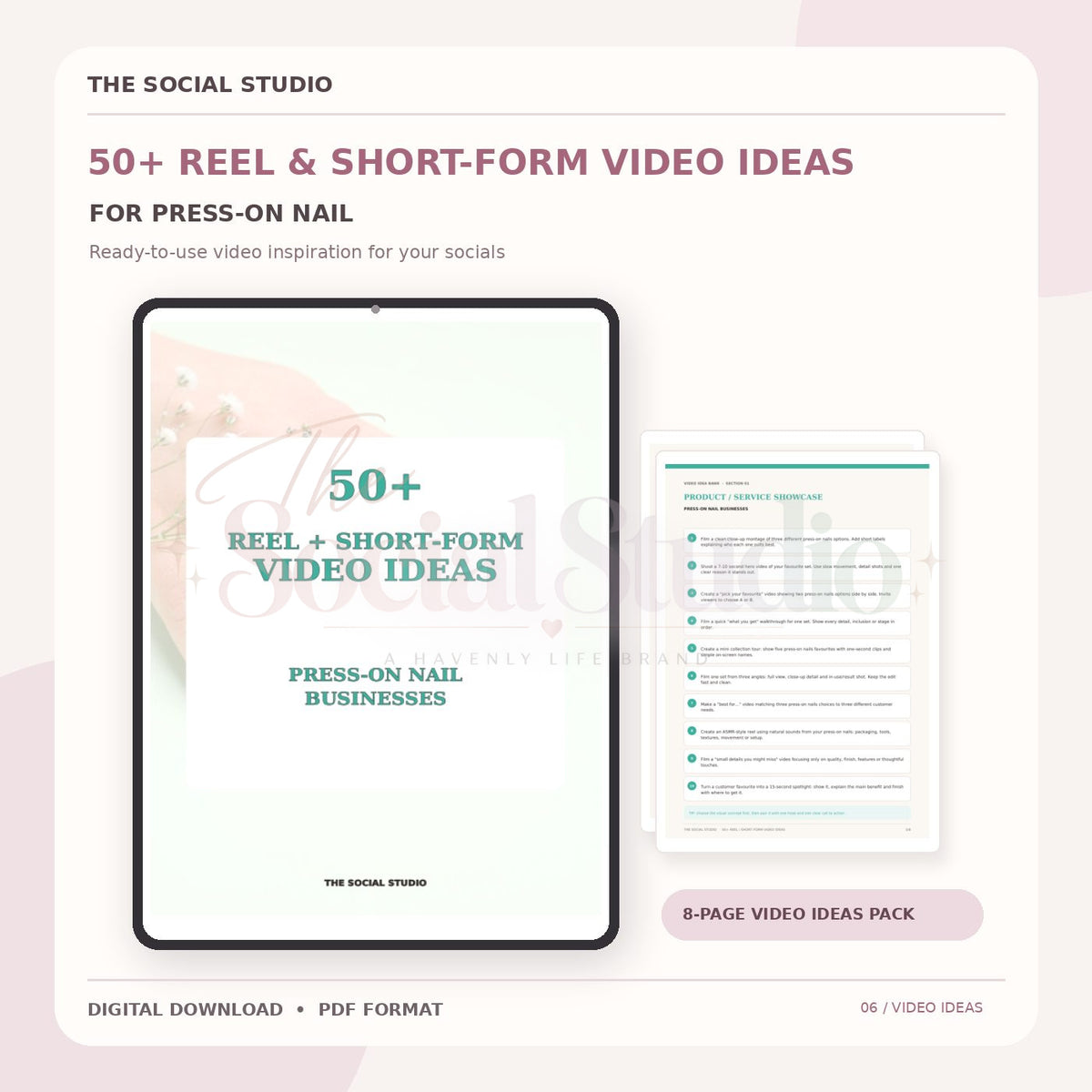 Press-On Nails – Reels & Short-Form Video Ideas Pack | The Social Studio