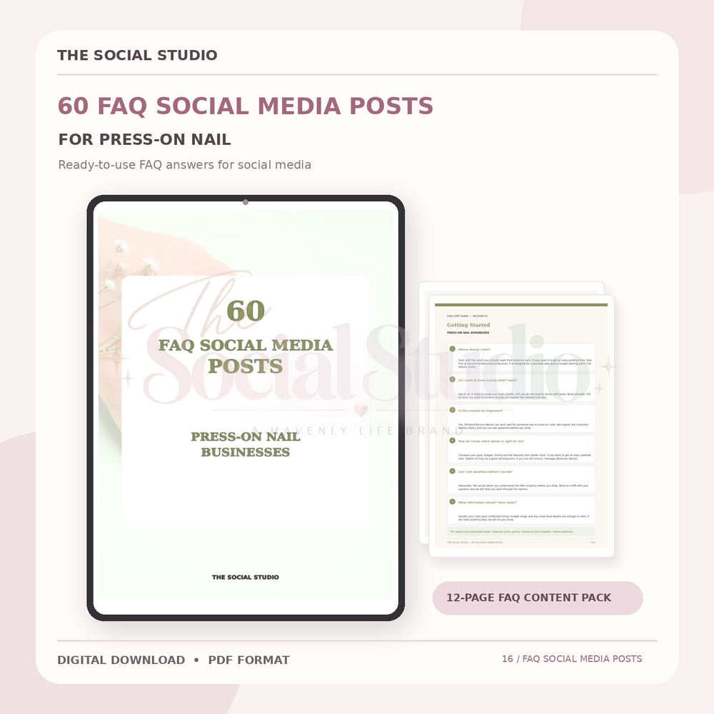 Press-On Nails – FAQ Social Media Post Pack | The Social Studio