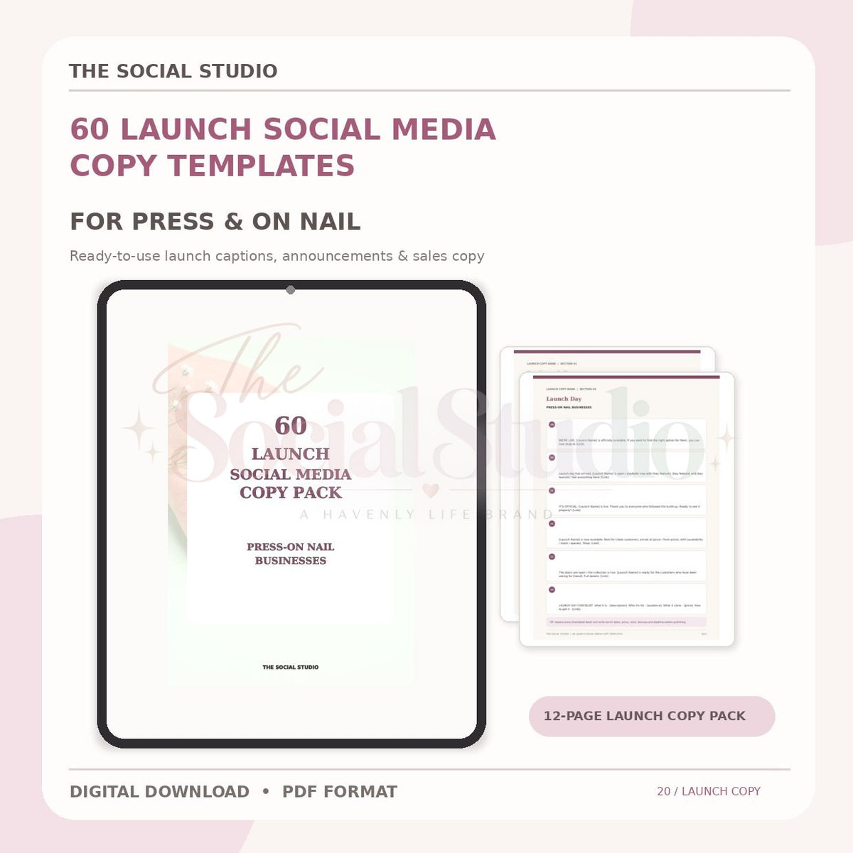 Press-On Nails – Launch Social Media Copy Pack | The Social Studio