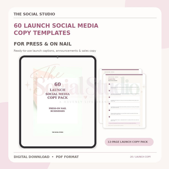Press-On Nails – Launch Social Media Copy Pack | The Social Studio