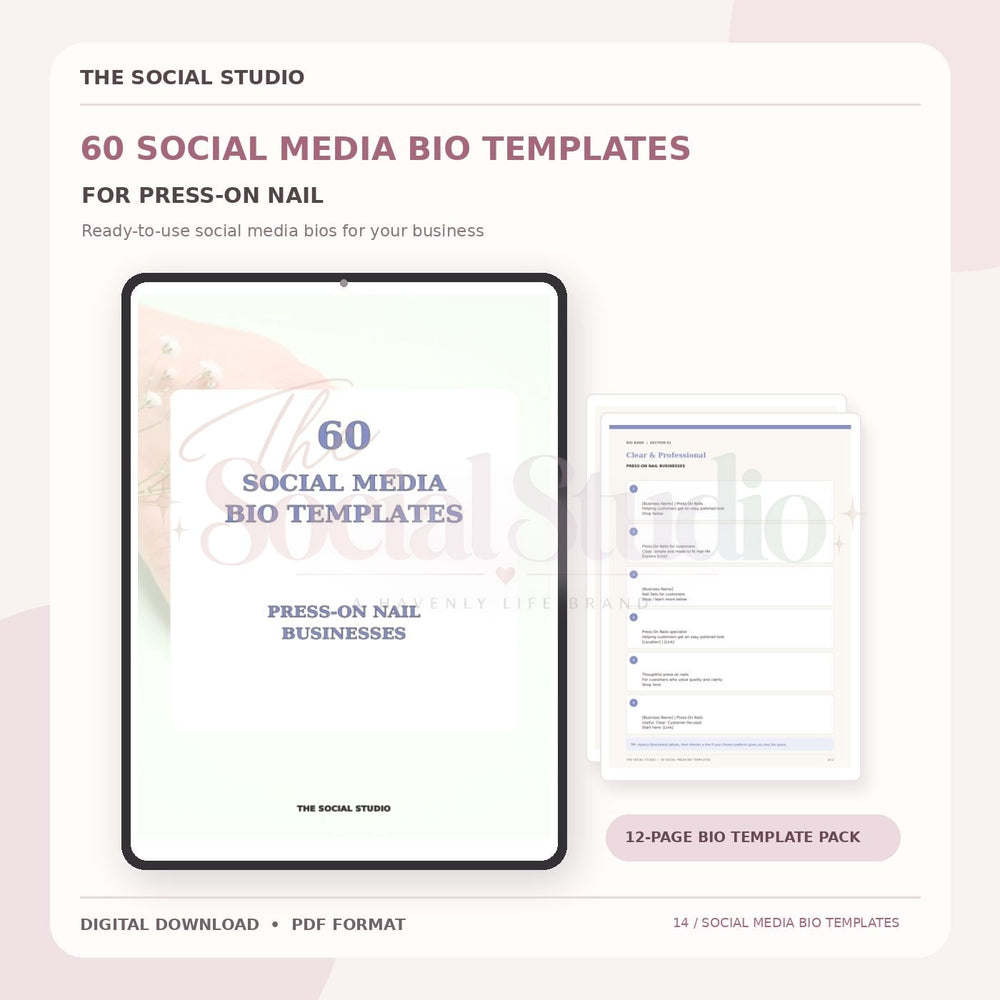 Press-On Nails – Social Media Bio Templates | The Social Studio