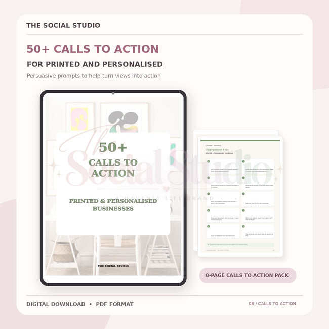 Printed & Personalised – Calls to Action Pack | The Social Studio