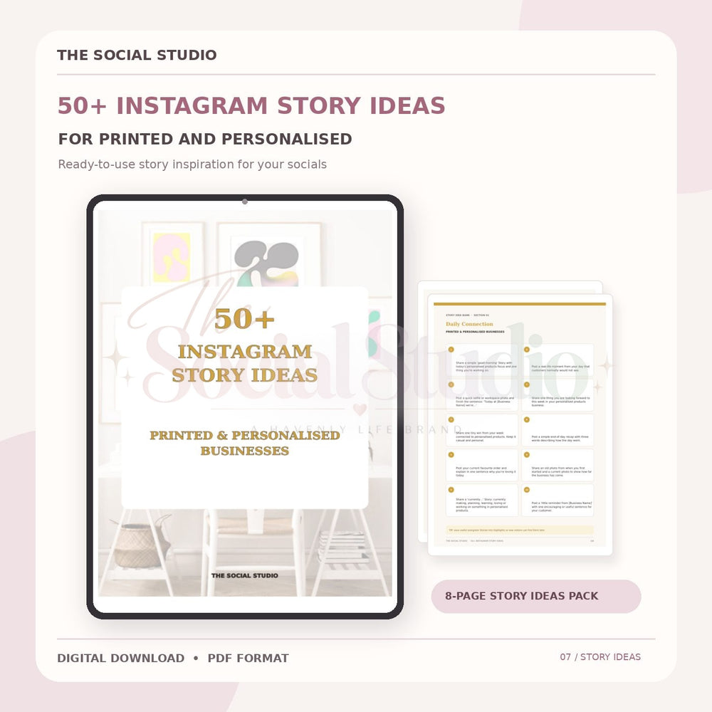 Printed & Personalised – Instagram Story Ideas Pack | The Social Studio