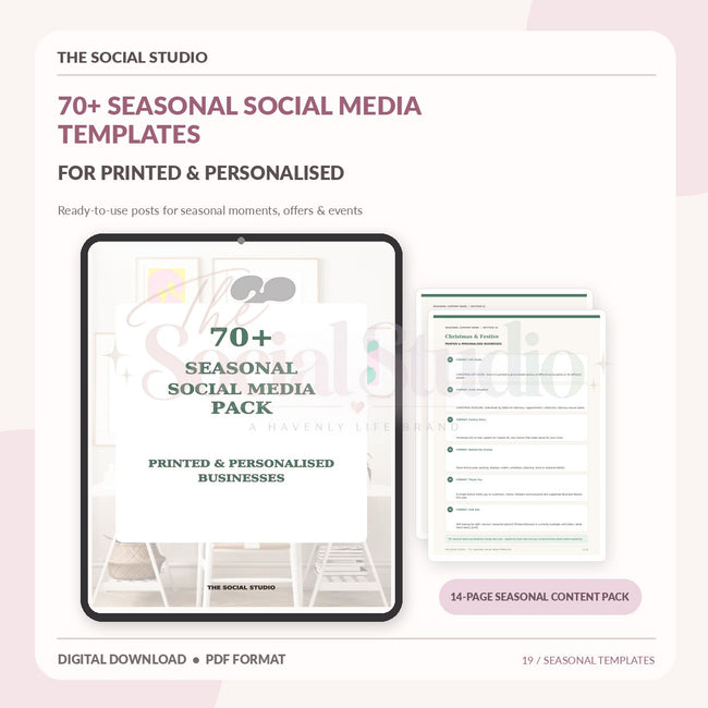 Printed & Personalised – Seasonal Social Media Pack | The Social Studio