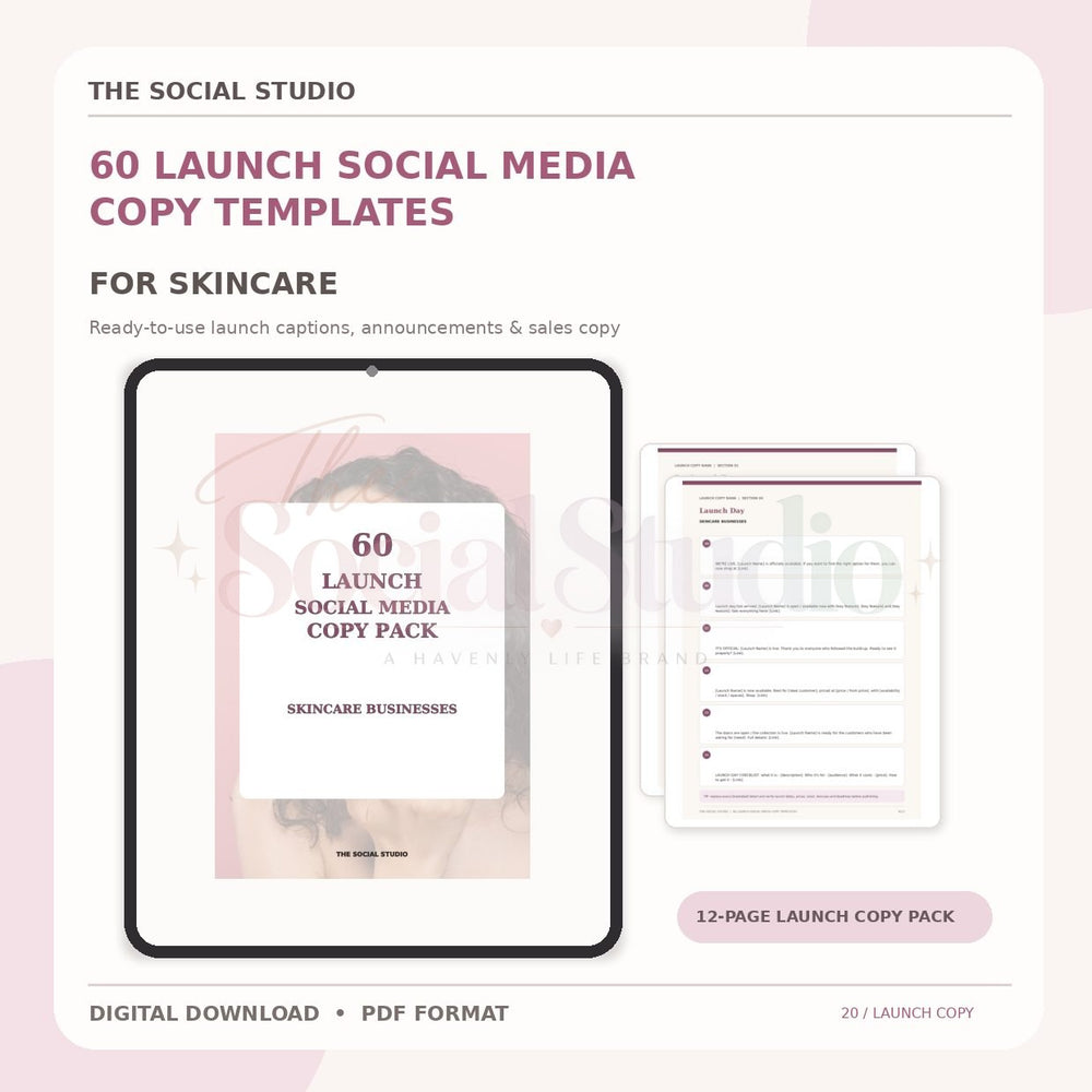 Skincare – Launch Social Media Copy Pack | The Social Studio