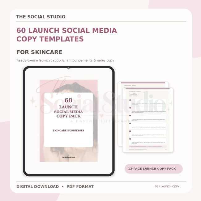 Skincare – Launch Social Media Copy Pack | The Social Studio