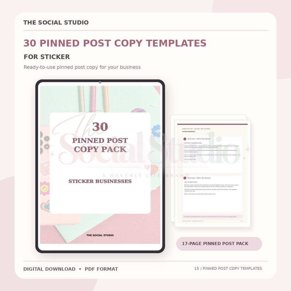 Stickers – Pinned Post Copy Pack | The Social Studio