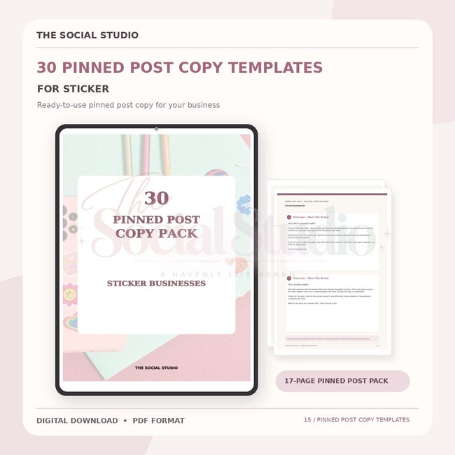Stickers – Pinned Post Copy Pack | The Social Studio