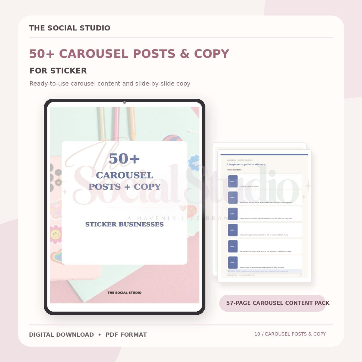 Stickers – Carousel Ideas & Copy Pack | The Social Studio
