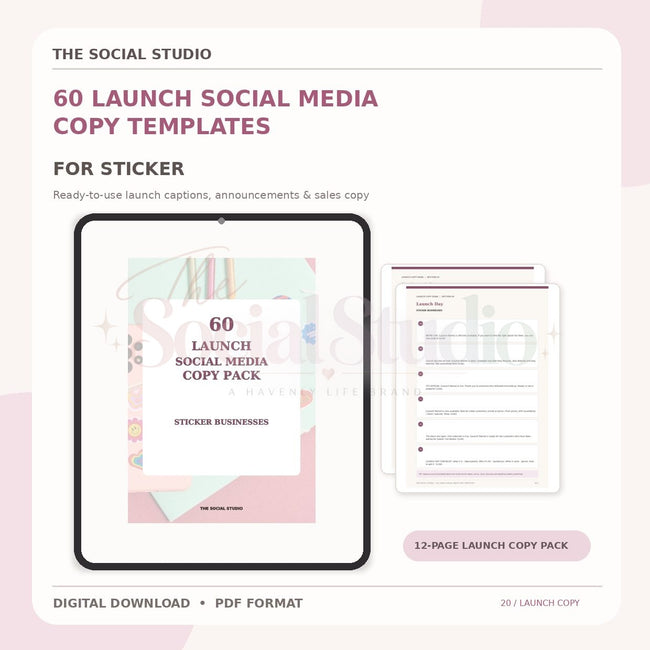 Stickers – Launch Social Media Copy Pack | The Social Studio