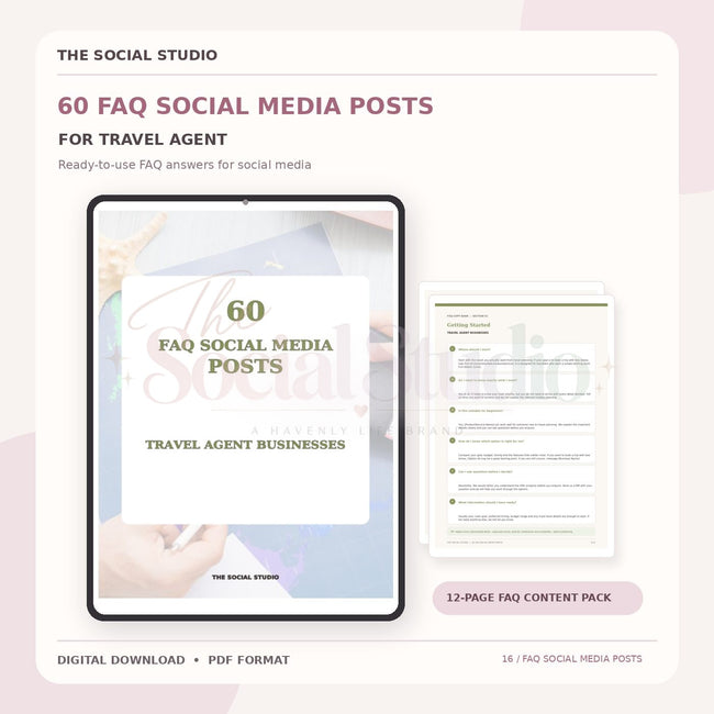 Travel Agents – FAQ Social Media Post Pack | The Social Studio