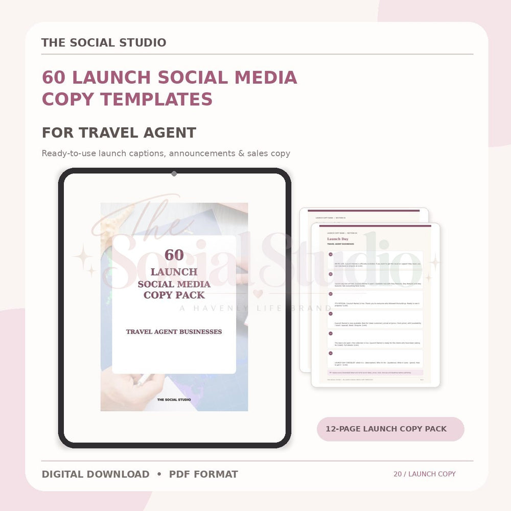 Travel Agents – Launch Social Media Copy Pack | The Social Studio