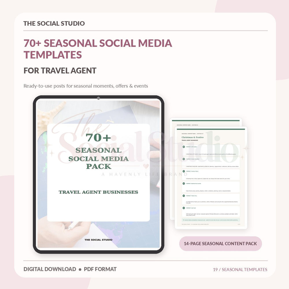 Travel Agents – Seasonal Social Media Pack | The Social Studio
