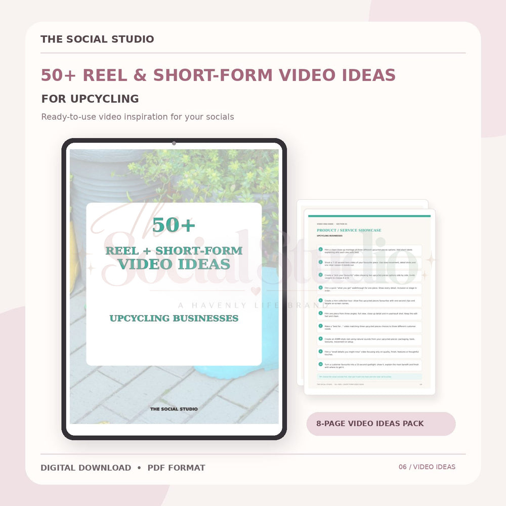 Upcycling – Reels & Short-Form Video Ideas Pack | The Social Studio
