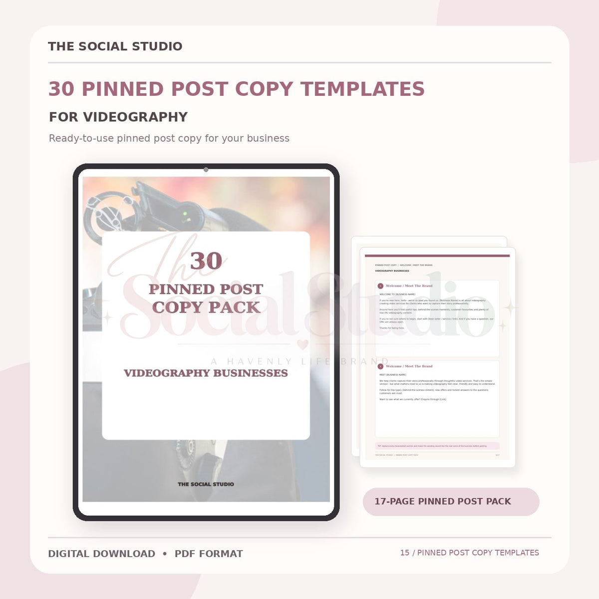 Videography – Pinned Post Copy Pack | The Social Studio