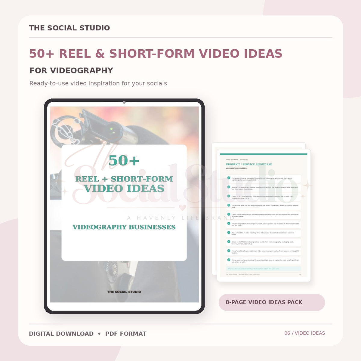 Videography – Reels & Short-Form Video Ideas Pack | The Social Studio