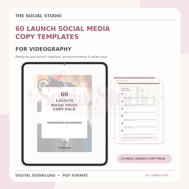 Videography – Launch Social Media Copy Pack | The Social Studio