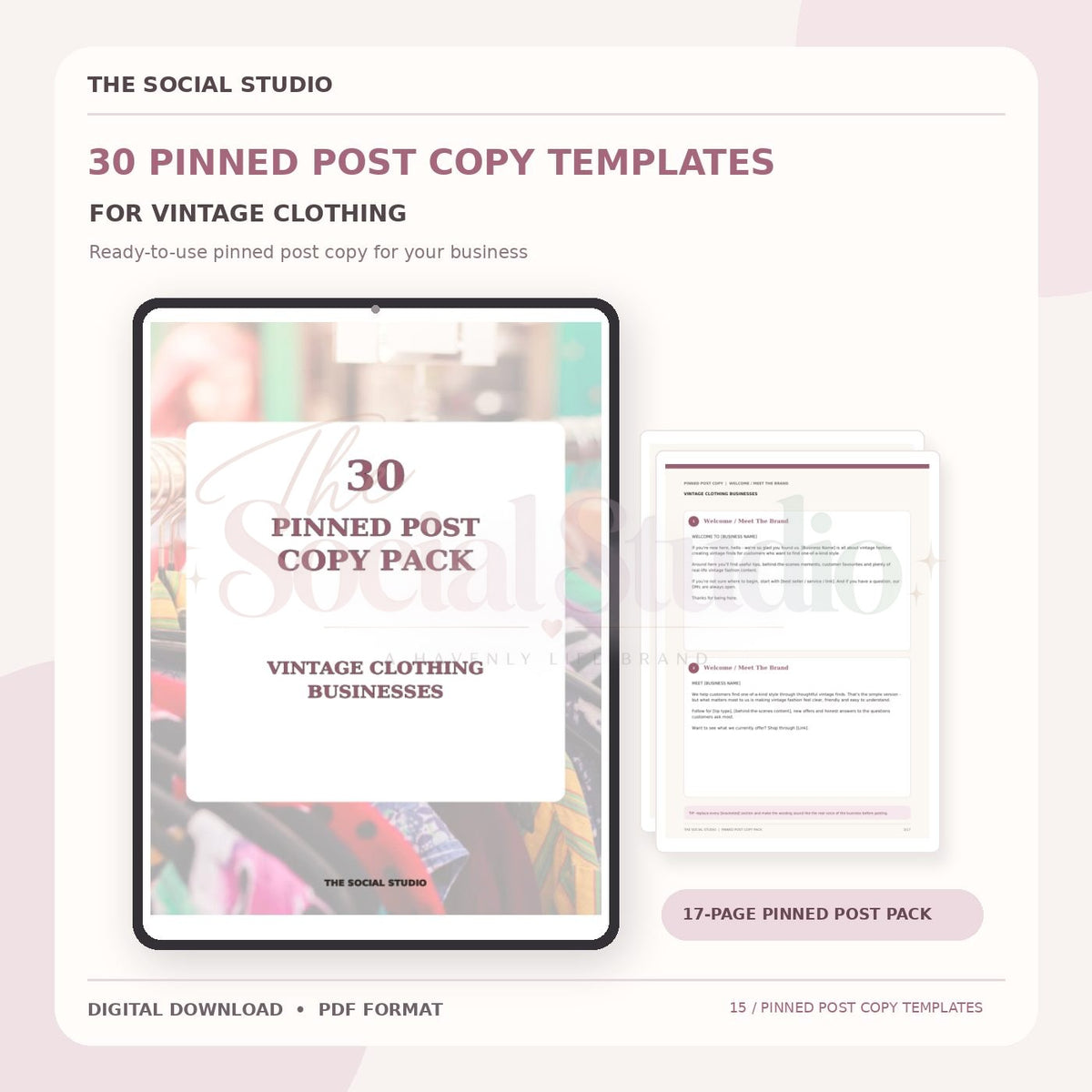 Vintage Clothing – Pinned Post Copy Pack | The Social Studio