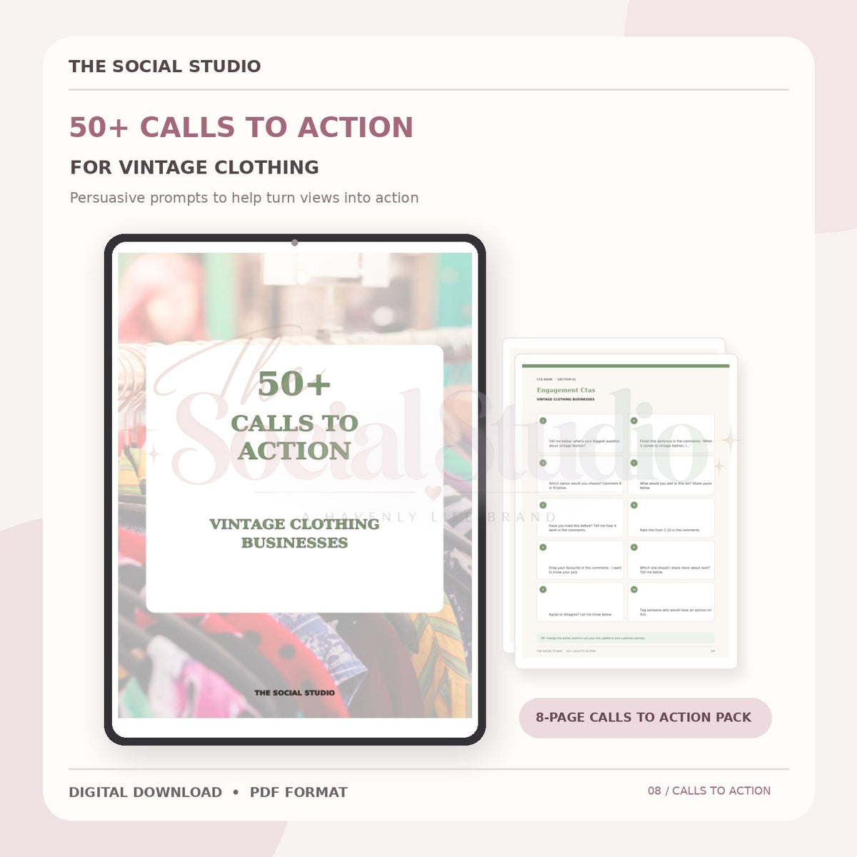 Vintage Clothing – Calls to Action Pack | The Social Studio