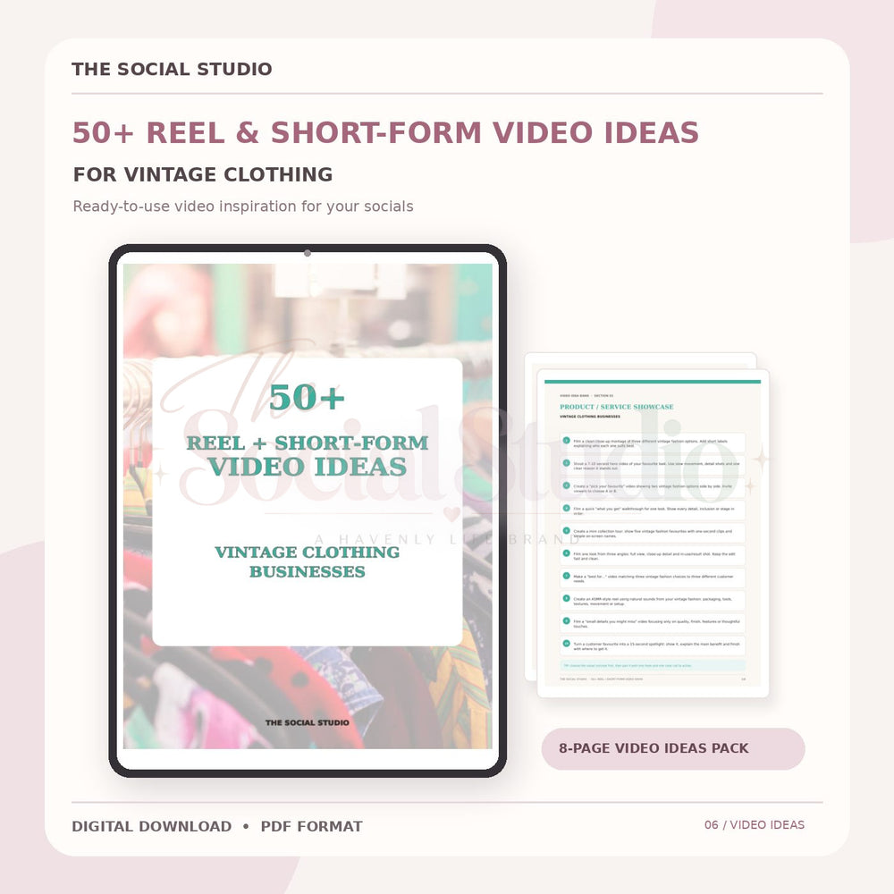 Vintage Clothing – Reels & Short-Form Video Ideas Pack | The Social Studio