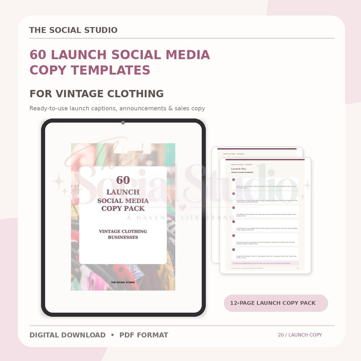Vintage Clothing – Launch Social Media Copy Pack | The Social Studio