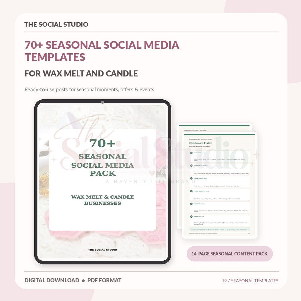 Wax Melts & Candles – Seasonal Social Media Pack | The Social Studio