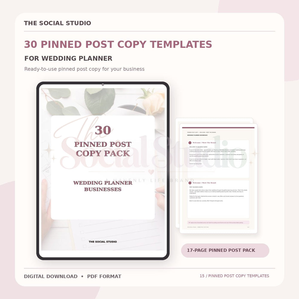 Wedding Planner – Pinned Post Copy Pack | The Social Studio