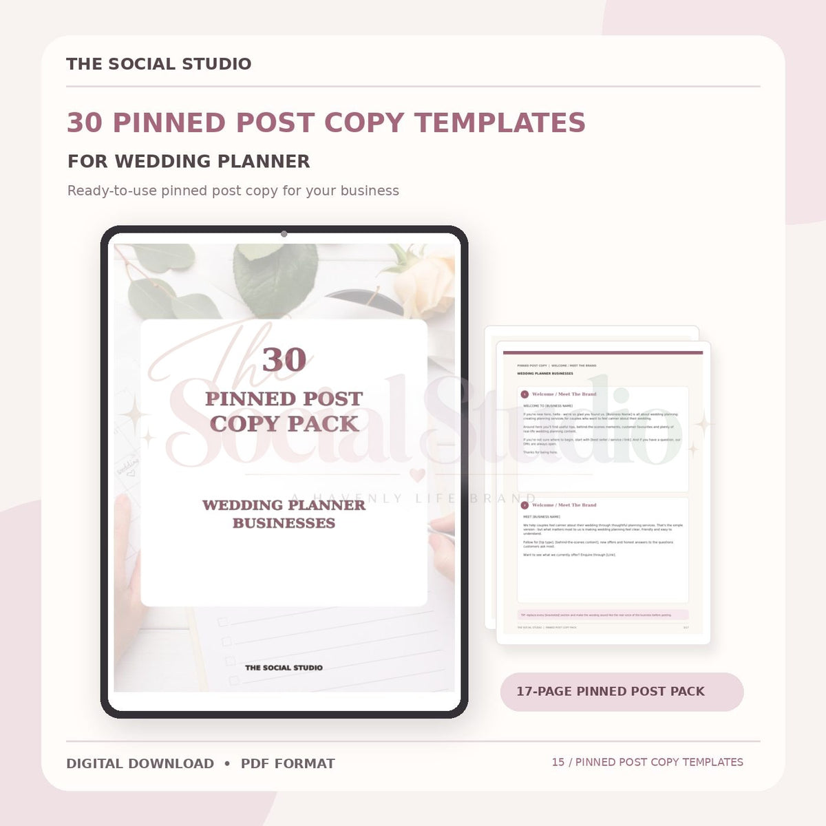 Wedding Planner – Pinned Post Copy Pack | The Social Studio
