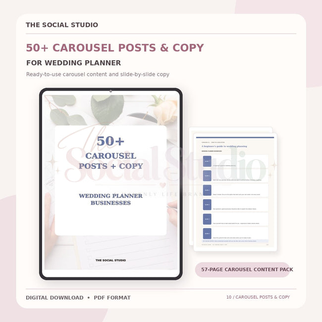 Wedding Planner – Carousel Ideas & Copy Pack | The Social Studio