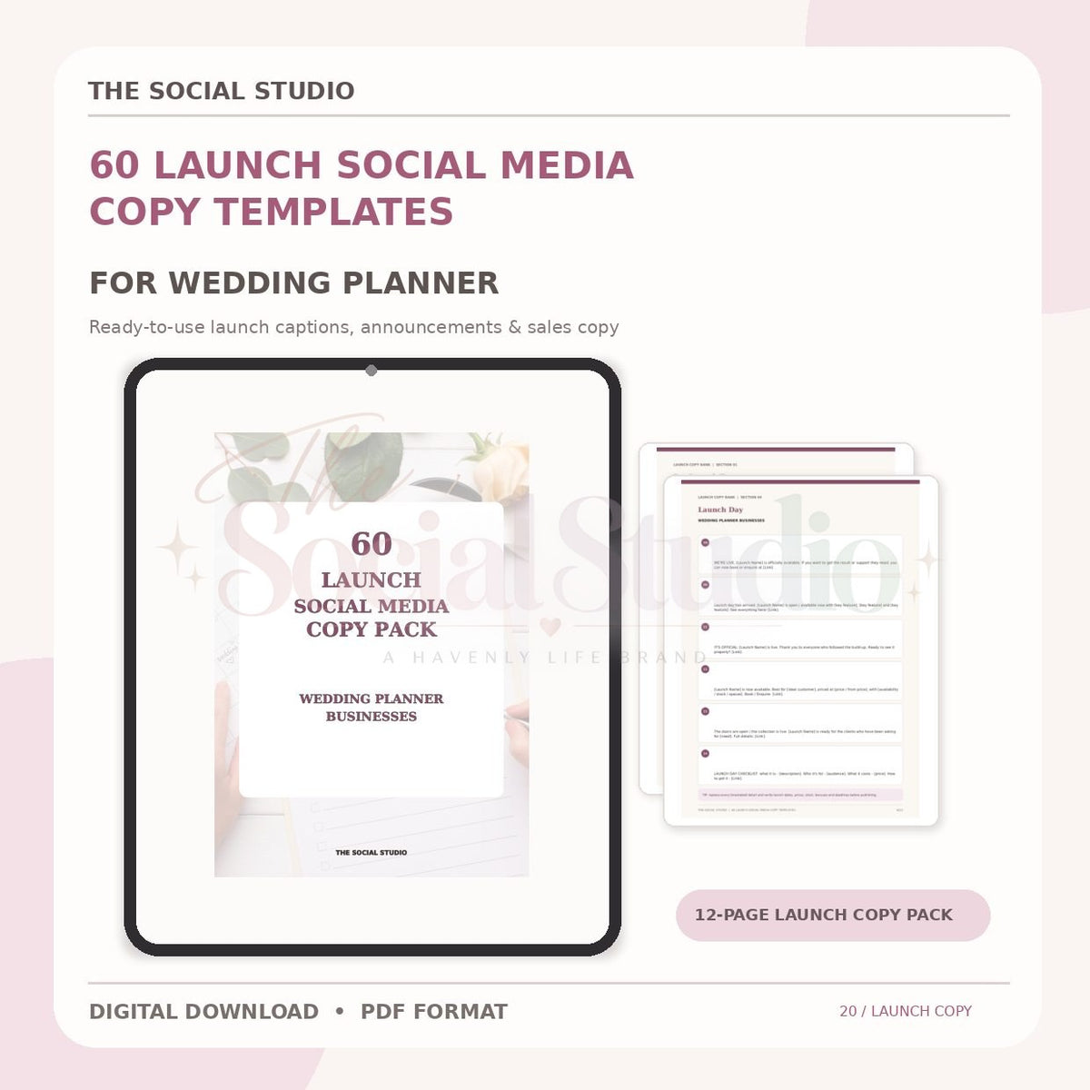 Wedding Planner – Launch Social Media Copy Pack | The Social Studio
