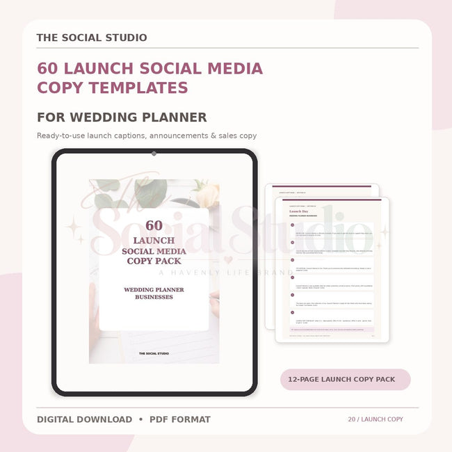 Wedding Planner – Launch Social Media Copy Pack | The Social Studio