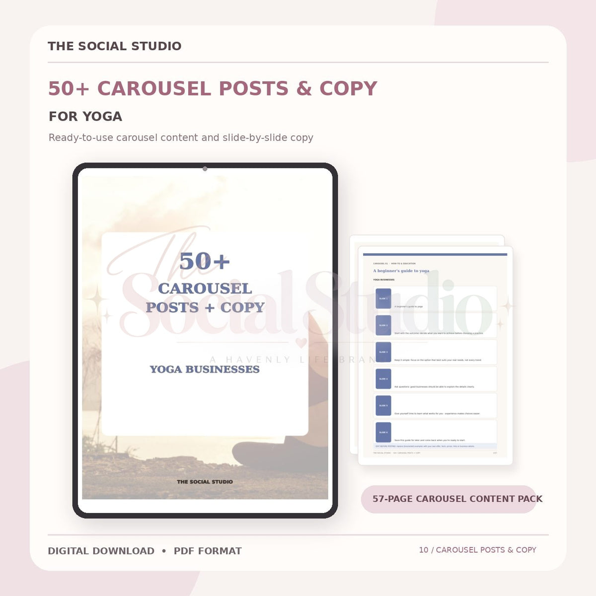 Yoga – Carousel Ideas & Copy Pack | The Social Studio