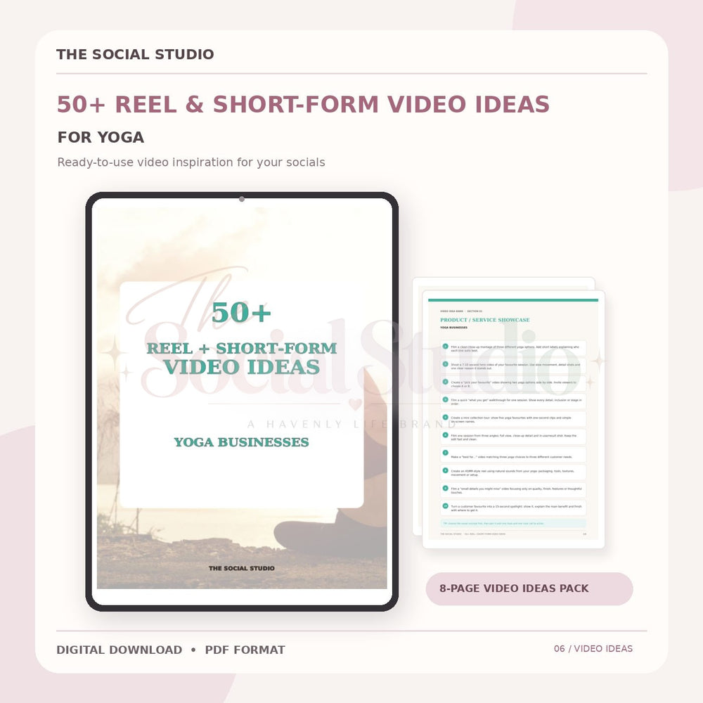 Yoga – Reels & Short-Form Video Ideas Pack | The Social Studio