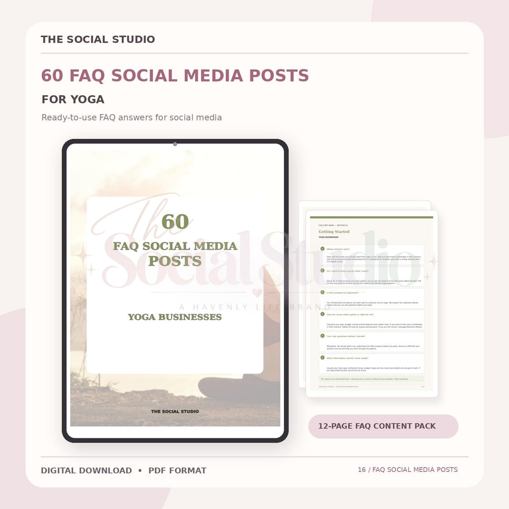 Yoga – FAQ Social Media Post Pack | The Social Studio