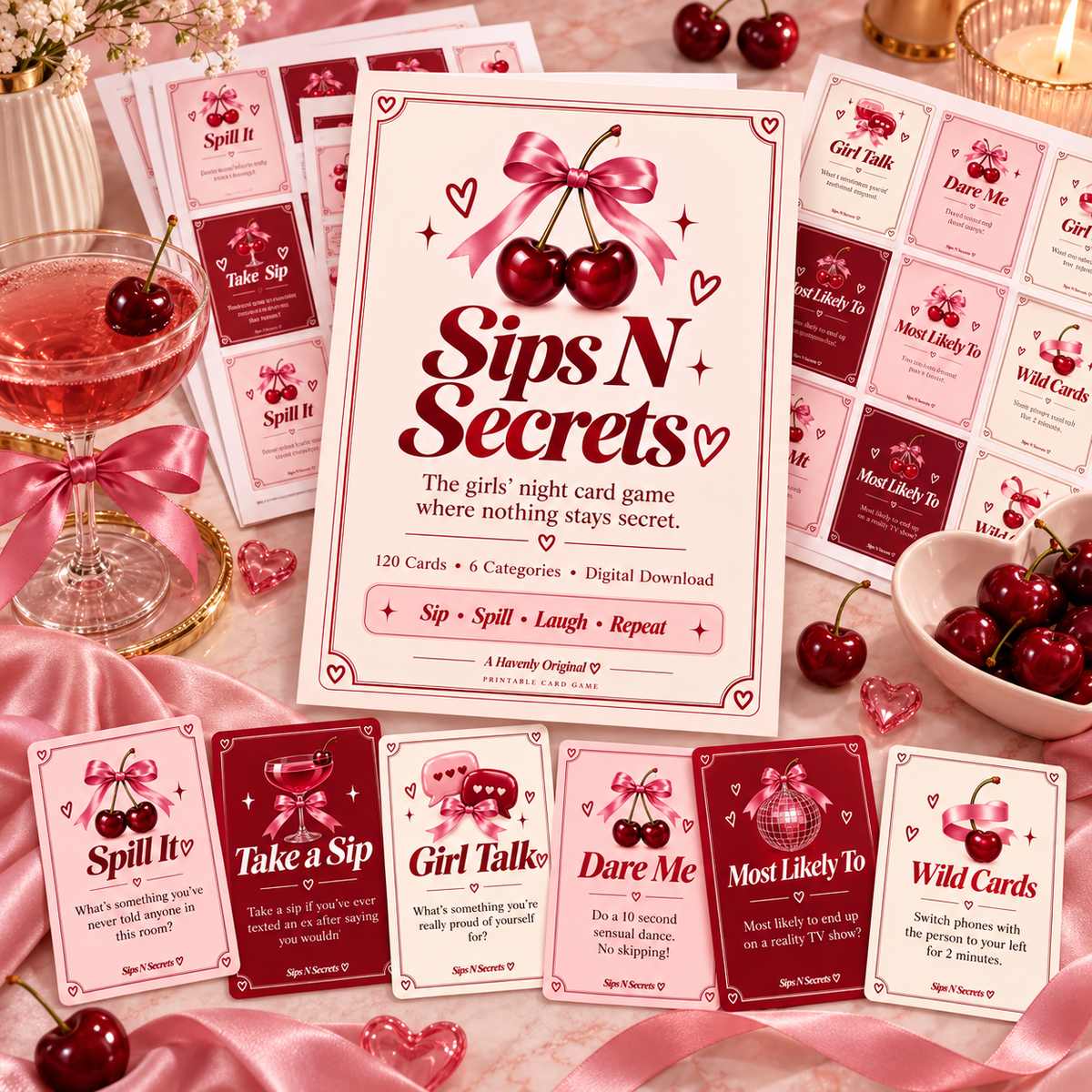 Sips N Secrets - A Girls Night In Card Game